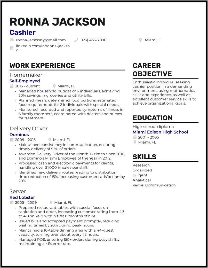 Resume Objective For Mother Returning To Work
