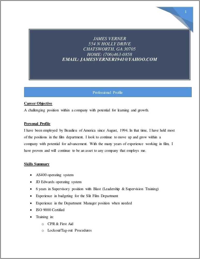 Resume Objective For Moving Up In Company