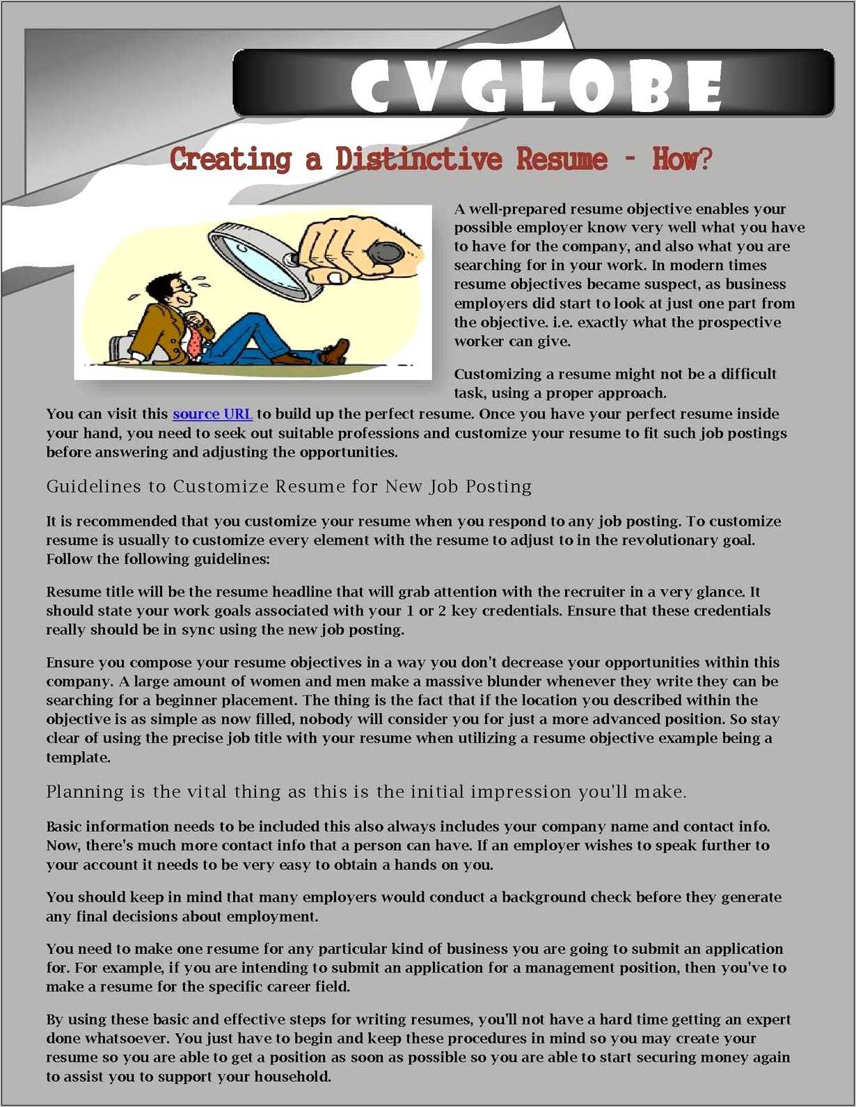 Resume Objective For Seeking Any Job