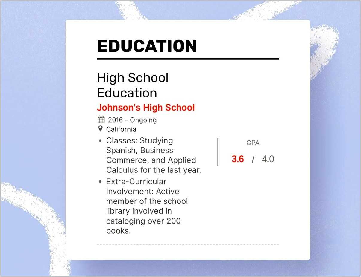 Resume Sample Education Section - Resume Sample Education Section High School