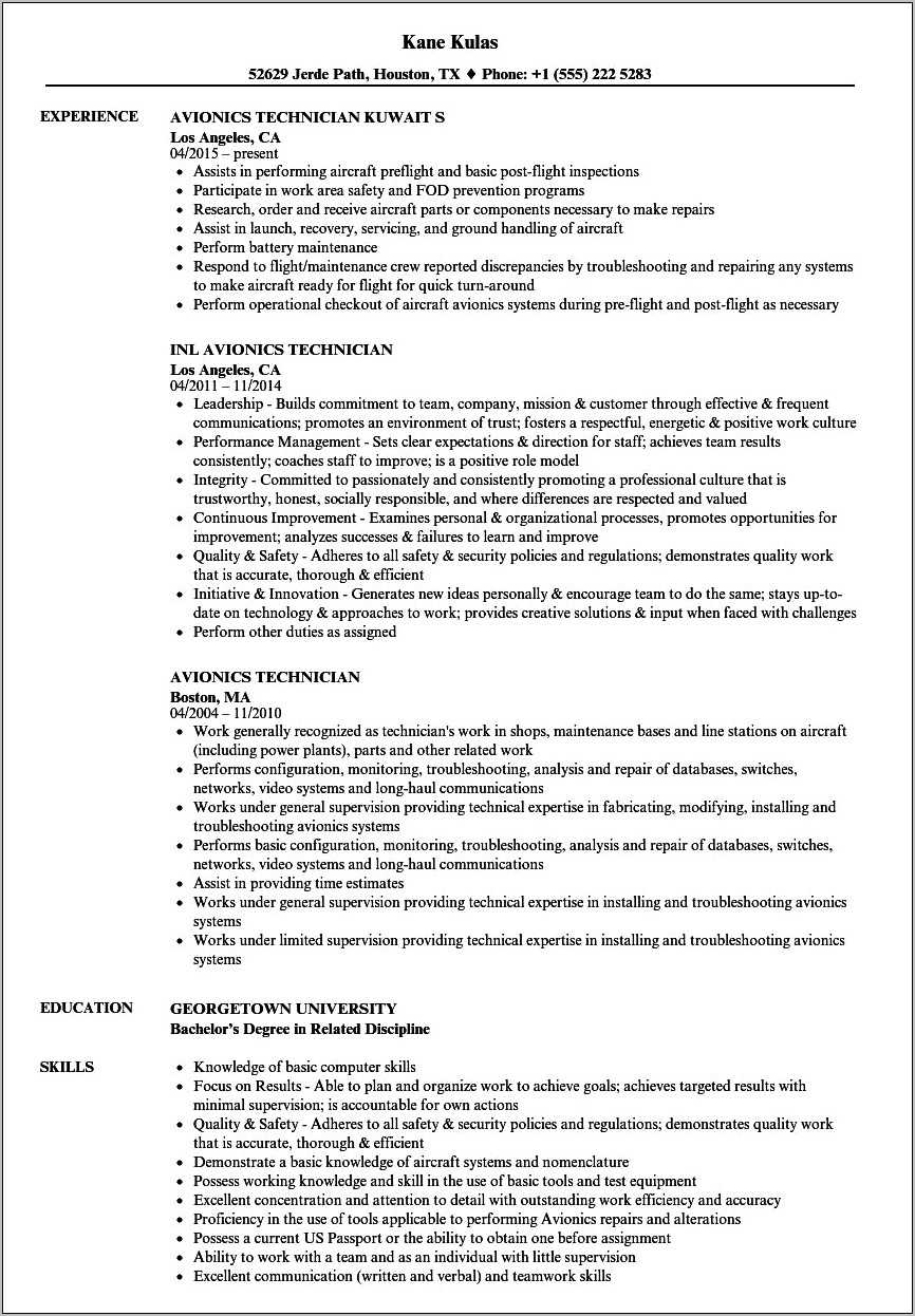 Resume Sample For The Air Force