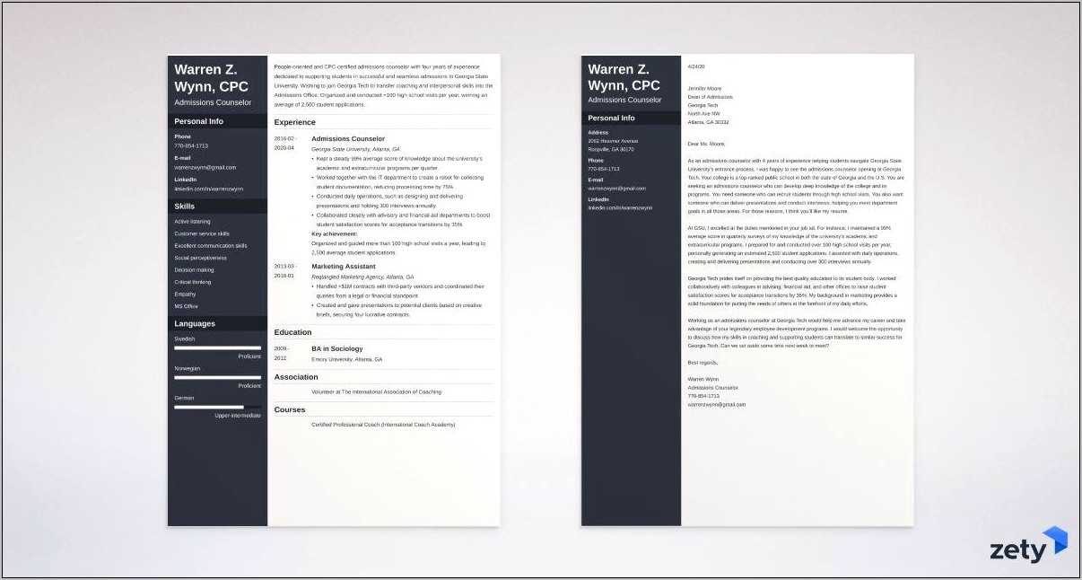 Resume Samples For An Admissions Counselor