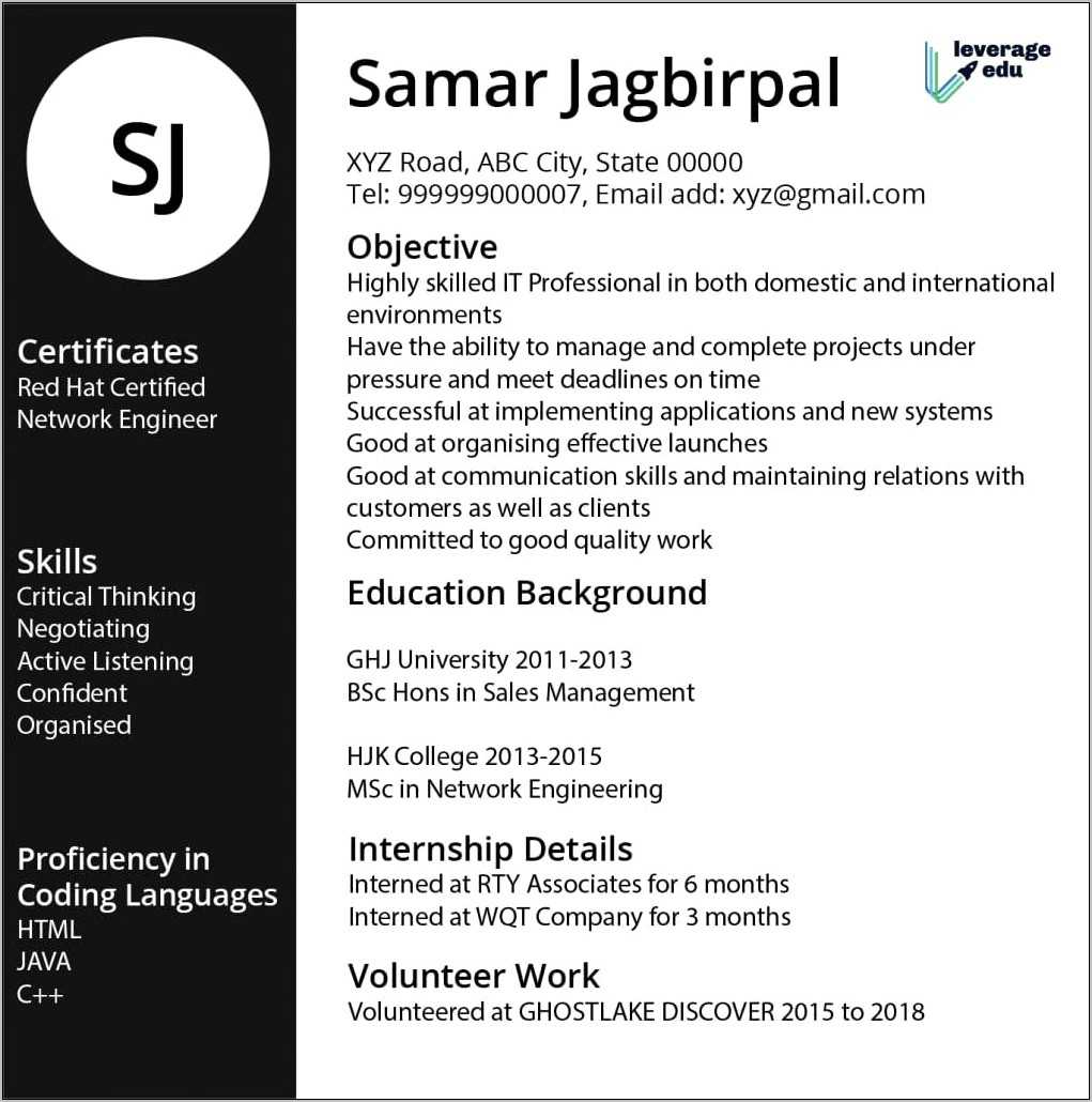 Resume Summary Examples For First Job Certification