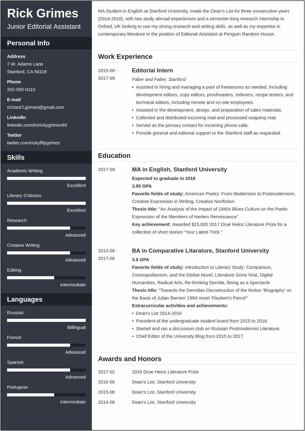 Resume Template Examples For College Students Resume Example Gallery