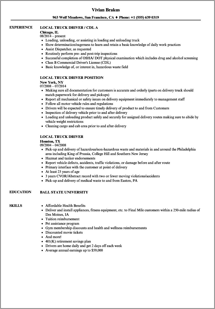 Roofing Supply Company Driver Resume Sample Resume Example Gallery