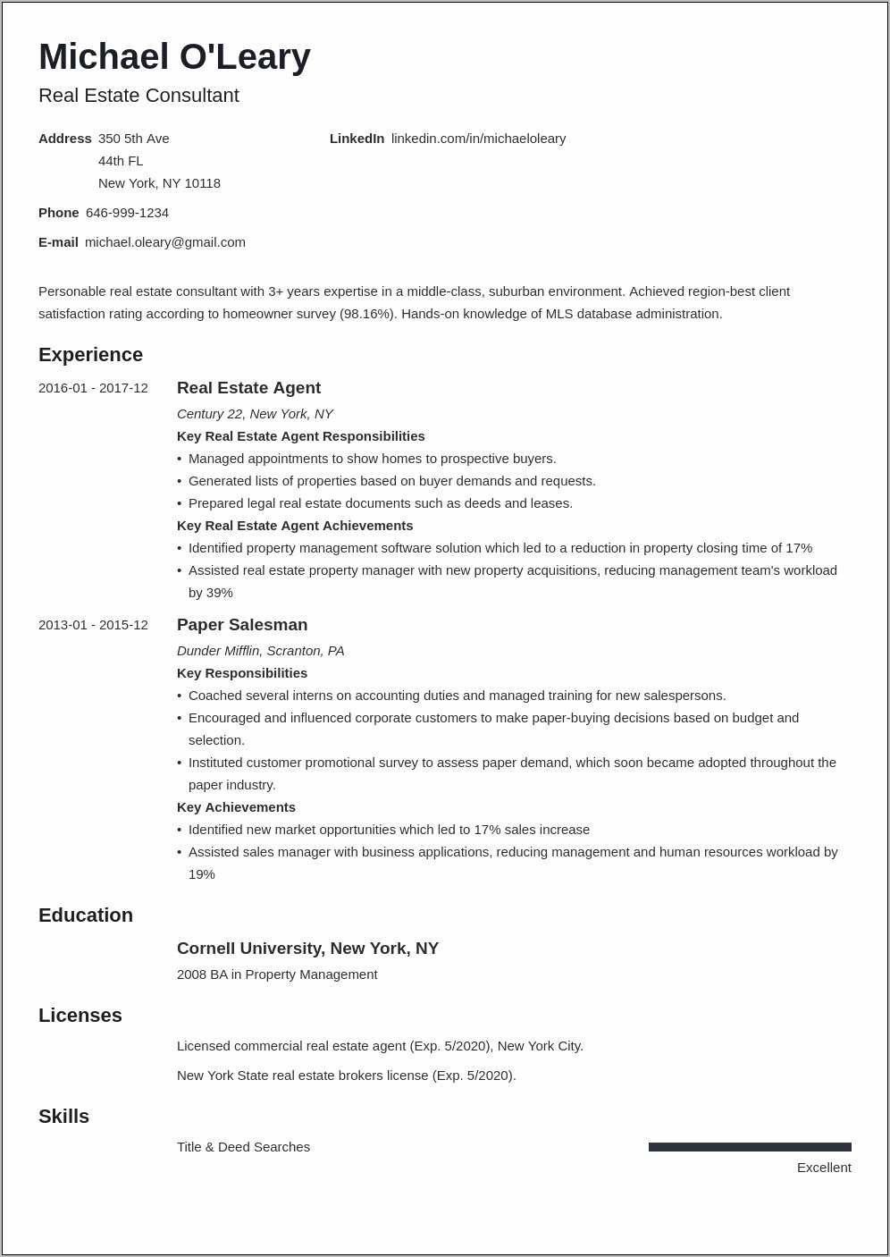 Sample Of Real Estate Agent Resume - Resume Example Gallery