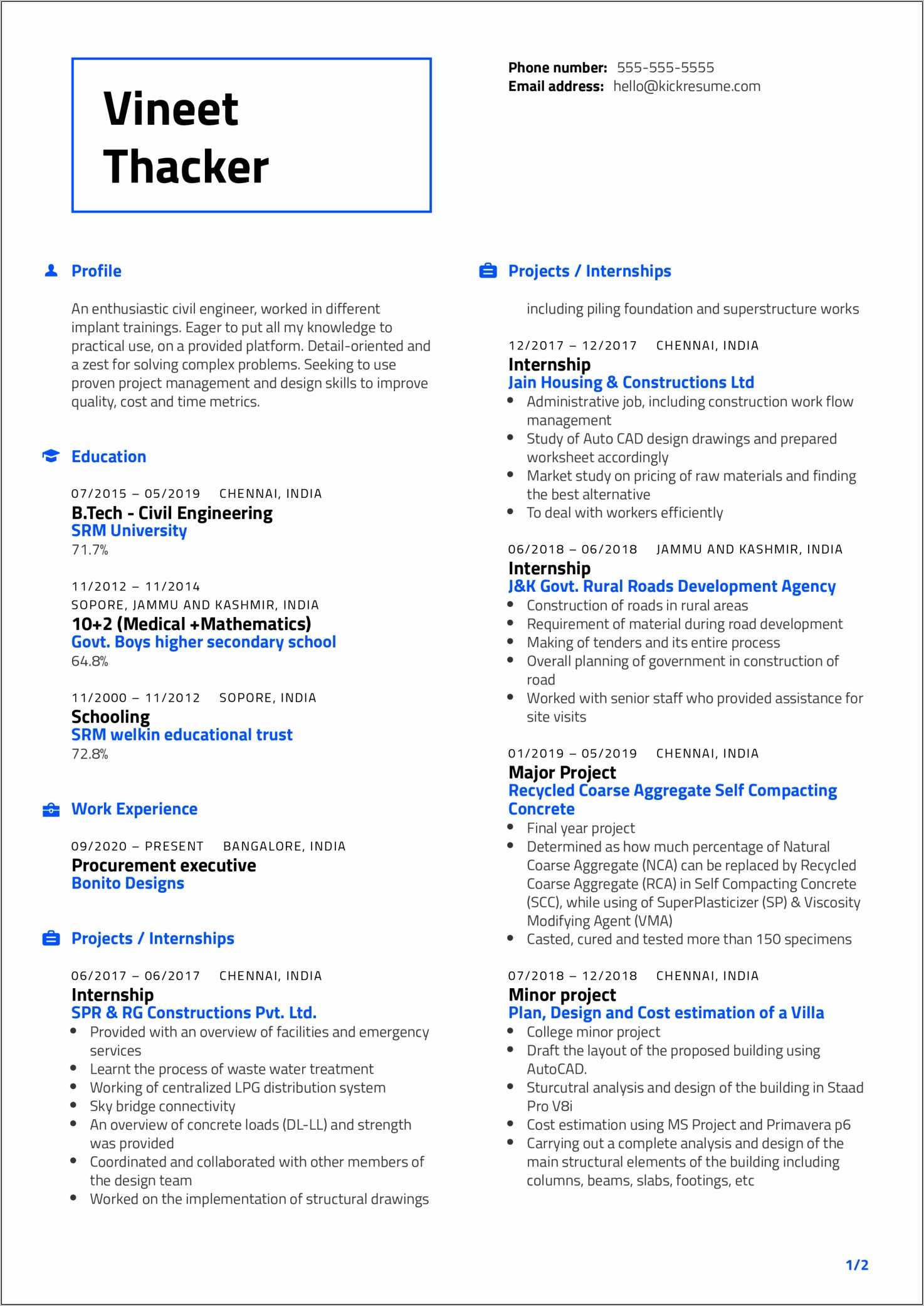 Sample Resume For Purchasing Manager For Construction Company