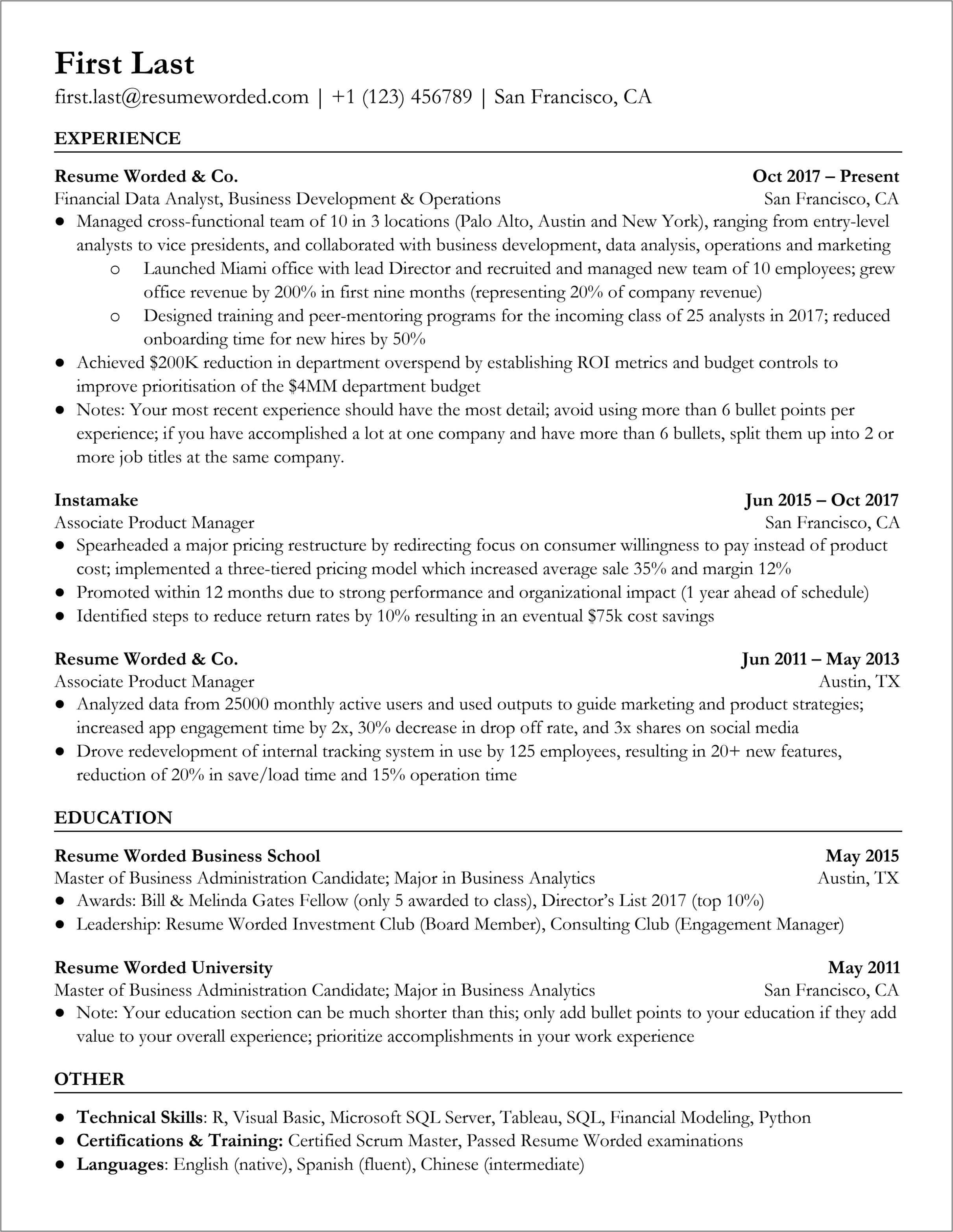 Sample Resume For Reporting And Analytics Manager