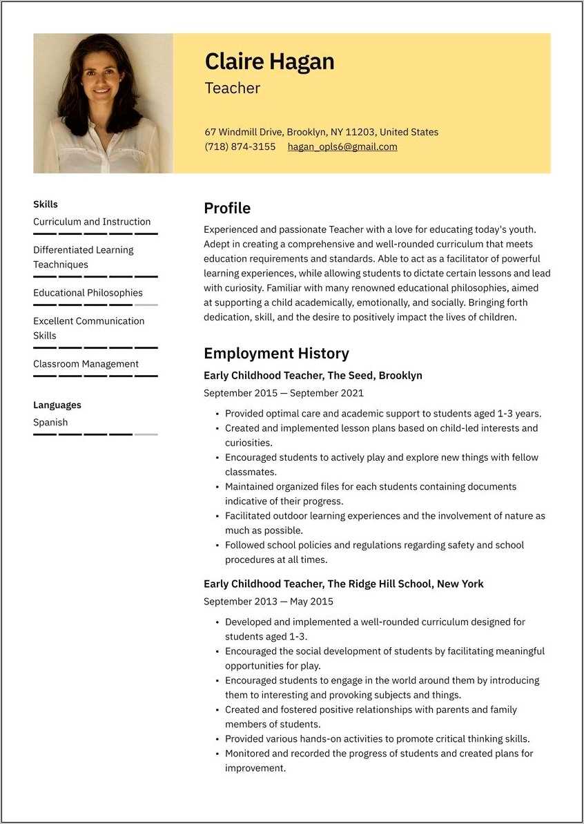 Sample Resume For Teachers In India Word Format Resume Example Gallery