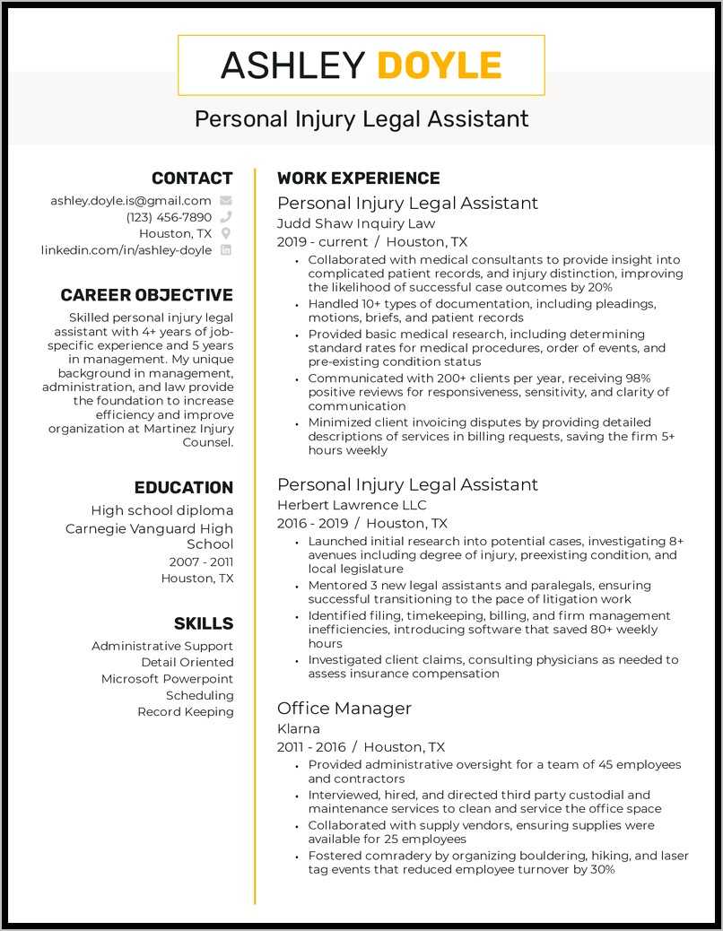 Sample Resume For Legal Assistant With No Experience Resume Example