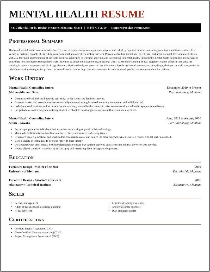 Sample Resume Mental Health Counselor - Sample Resume Mental Health Counselor Intern 