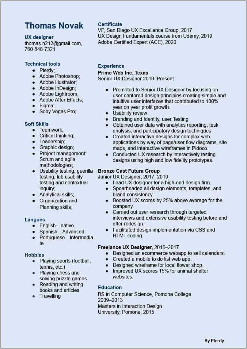Sample Senior Ux Ui Designer Resume - Sample Senior Ux Ui Designer Resume