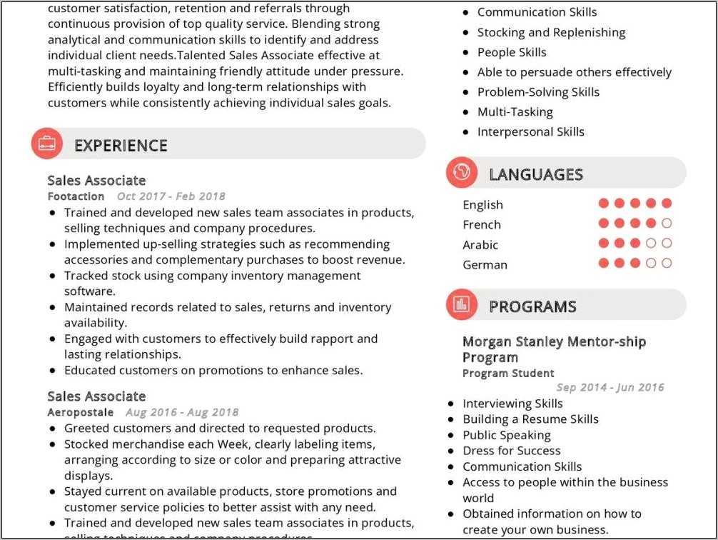 Skills For A Resume For A Sales Associate