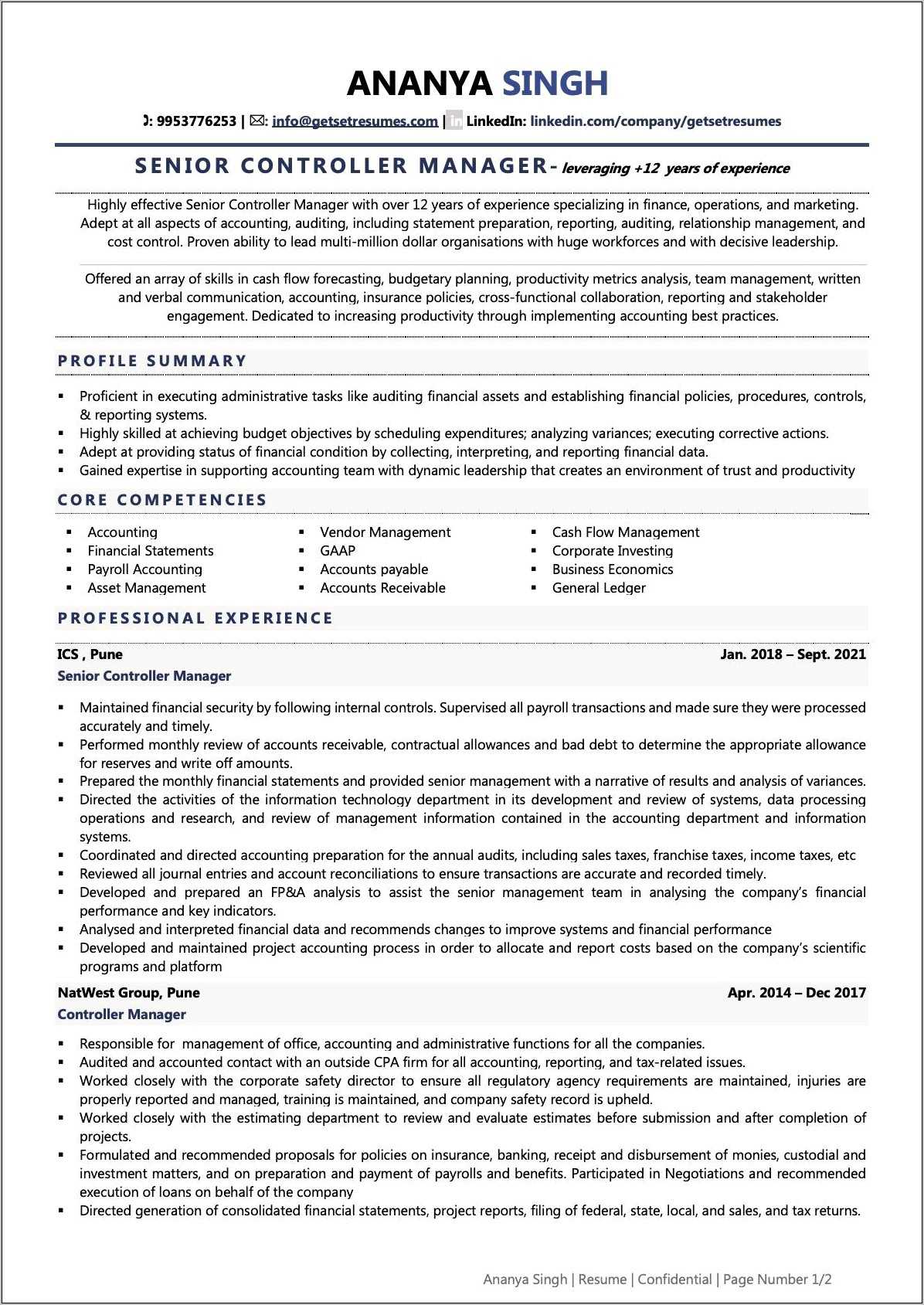 Accounting Financial Reporting Manager Resume
