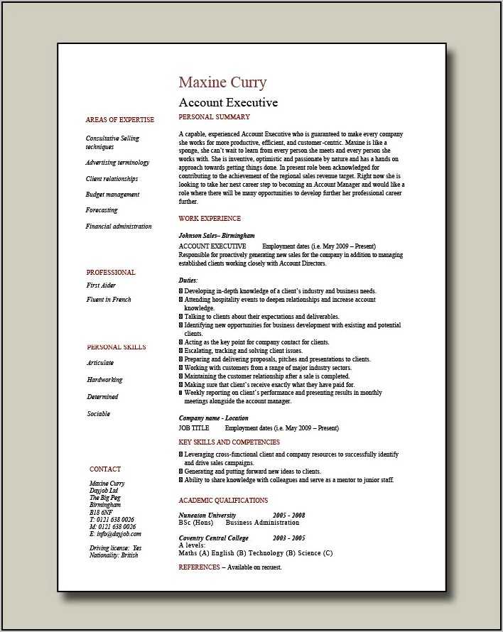 Advertising Account Executive Resume Objective