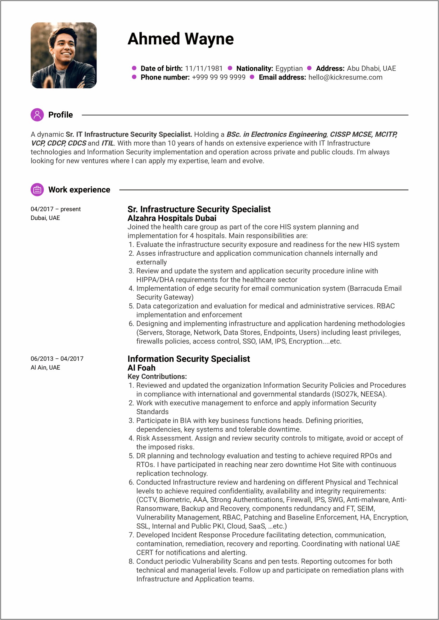 Cyber Security Consultant Sample Resume