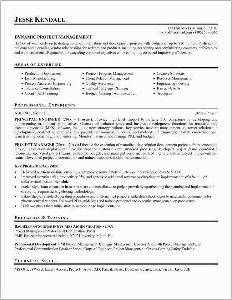 It Project Manager Resume Bullets