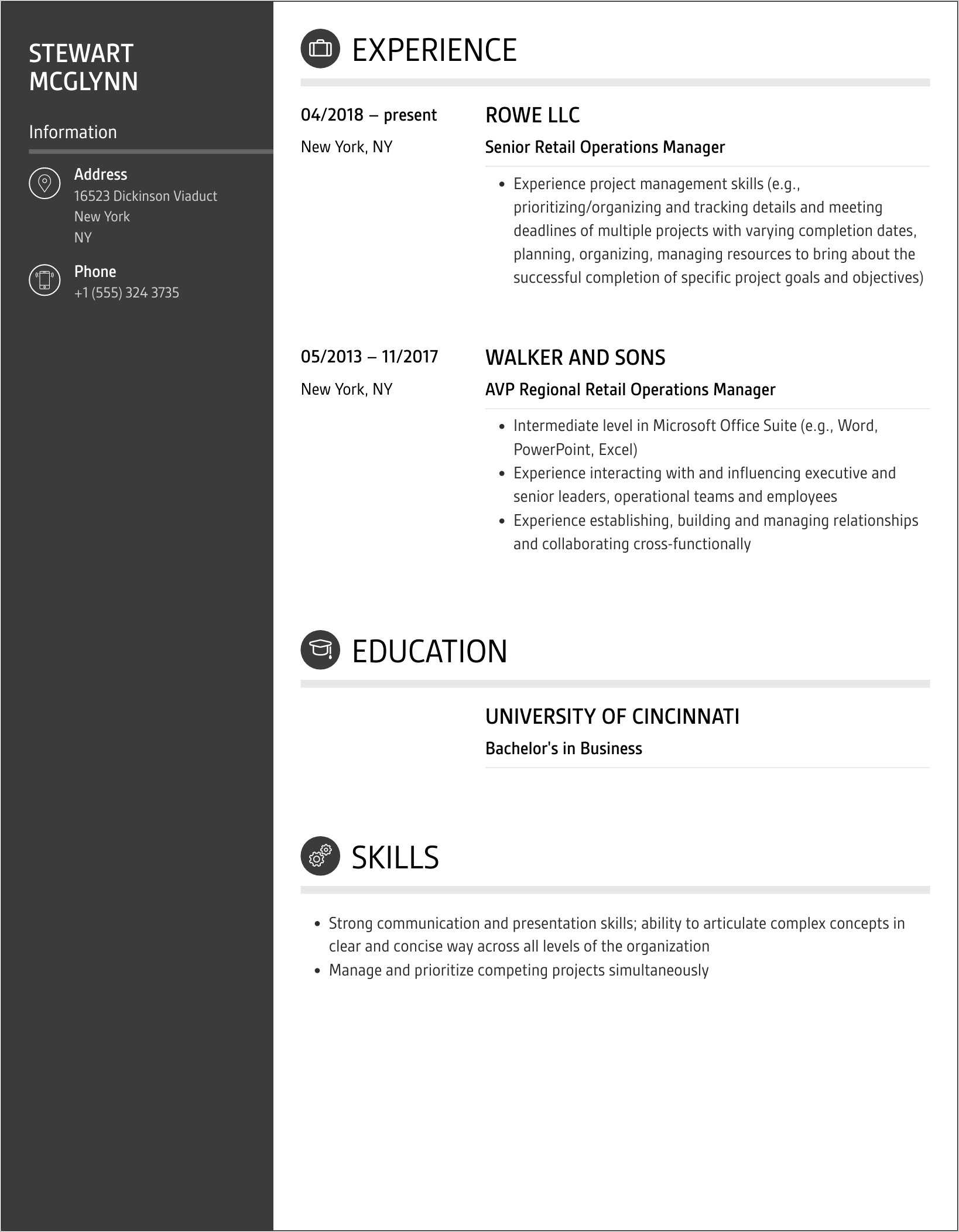Retail Operations Manager Resume Summary