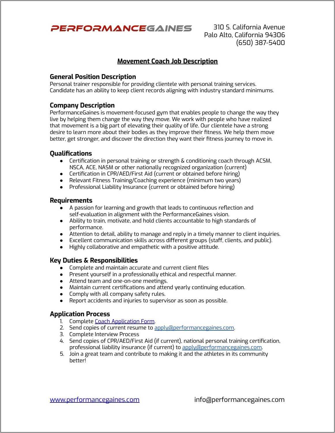 Strength And Conditioning Coach Job Description Resume Resume Example
