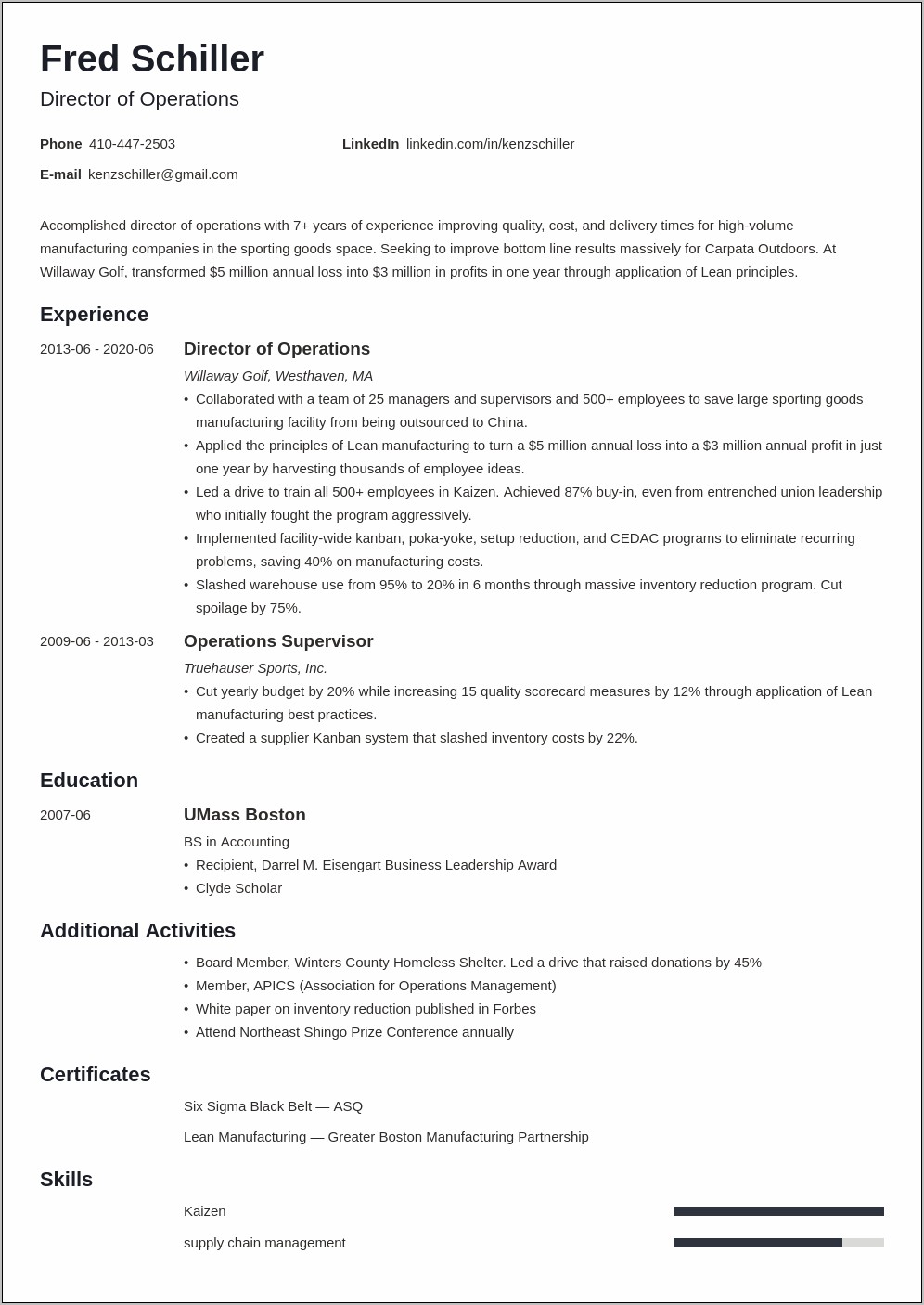 Summary On Resume Examples Operations Manager
