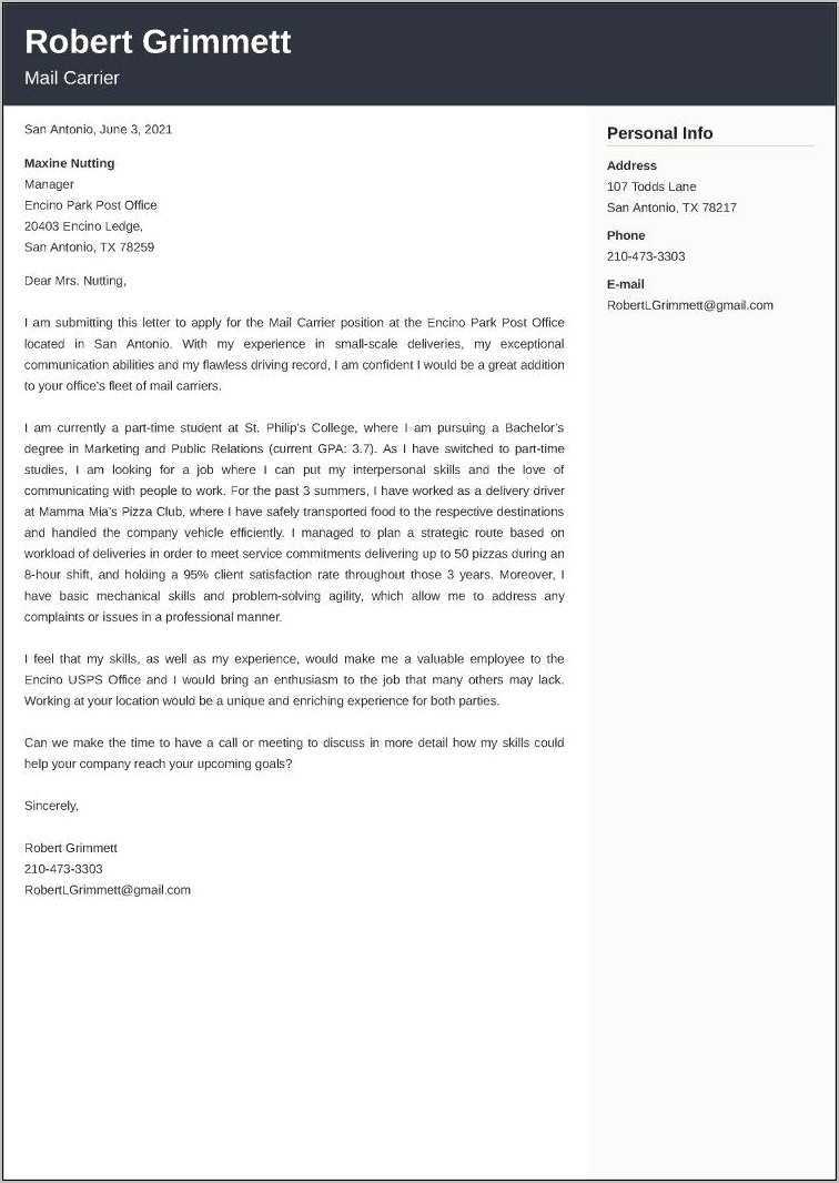 Usps Mail Carrier Job Description Resume Resume Example Gallery