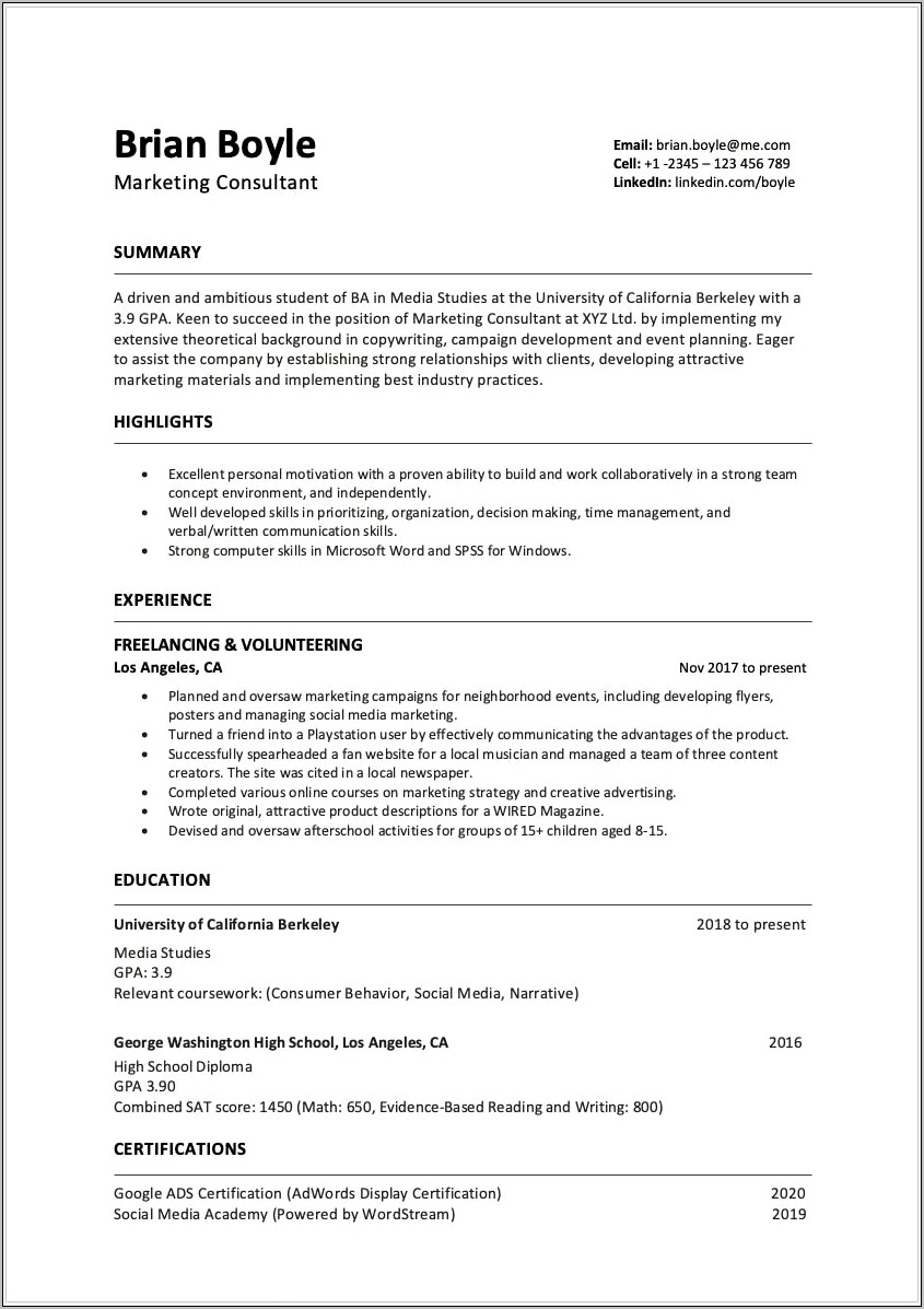 Work Experience Section Of Resume - Work Experience Section Of A Resume 